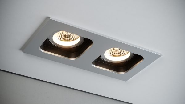 Quest Light Светильник встраиваемый, поворотный, алюминий с черной вставкой, под лампу GU10, IP20 SHELL 2 LD alu/black