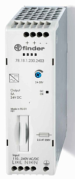 Finder Импульсный источник питания; вход 120...240В AC/220В DC; выход 24В DC, 120Вт; компактный; степень защиты IP20 781B12302403