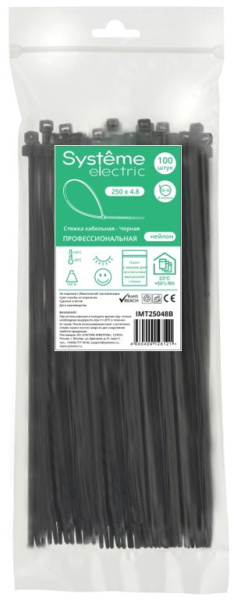 Systeme Electric Стяжка кабельная 250х4.8 Чёрная (100шт)