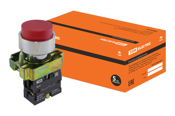 TDM Кнопка BL41 без подсветки красный 1з SQ0704-0060