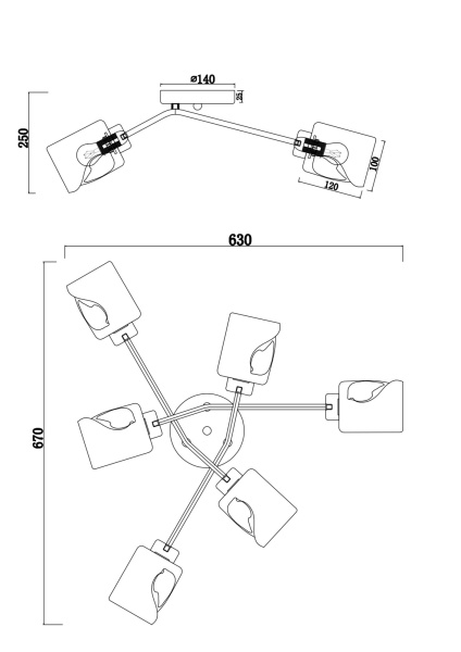 Купить Freya Modern Isabella Матовое Золото Потолочный светильник FR5095CL-06G