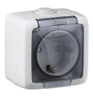 Hegel Альфа IP44 наруж Белая РА16-211 Розетка с/з, брызгозащищенная
