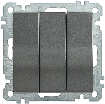 IEK ВС10-3-0-Б Выключатель трехклавишный 10А BOLERO антрацит EVB30-K95-10