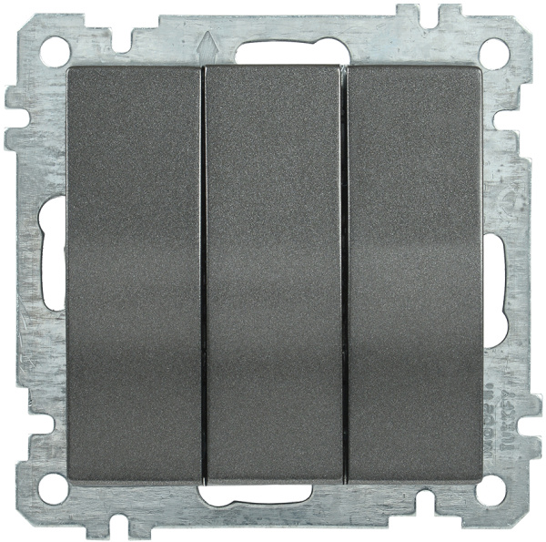 IEK ВС10-3-0-Б Выключатель трехклавишный 10А BOLERO антрацит EVB30-K95-10