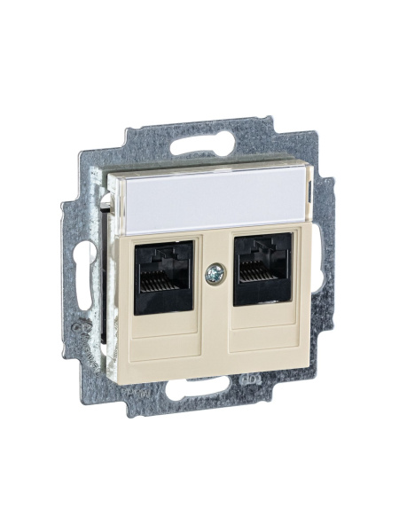 Купить ABB EPJ Levit слоновая кость / белый Розетка компьютерная, 2хRJ45 кат,5e, слоновая кость 2CHH295118A6017