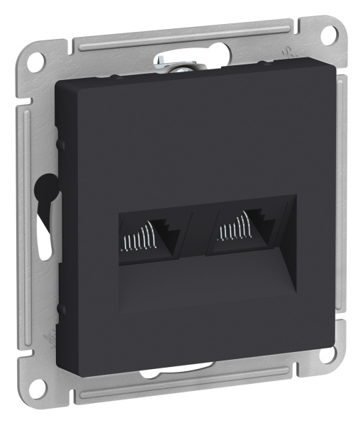 Купить Systeme Electric AtlasDesign Карбон Розетка двойная компьютерная RJ45+RJ45, кат.5E, механизм