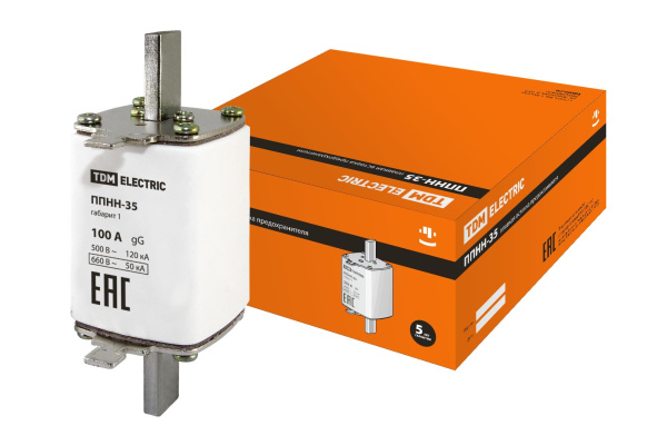 TDM Плавкая вставка предохранителя ППНН-35, габарит 1, 100А SQ0713-0021