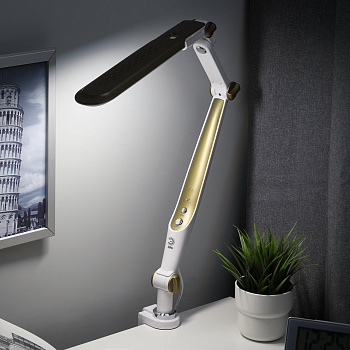 ЭРА Настольный светильник NLED-496-12W-G светодиодный на струбцине золото