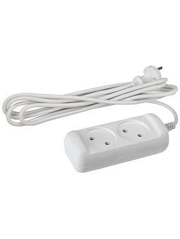 ЭРА Удлинитель электрический UX(6)-2-1,5m без заземления 2 розетки 1,5м ПВС 2x0,75мм2 6А белый