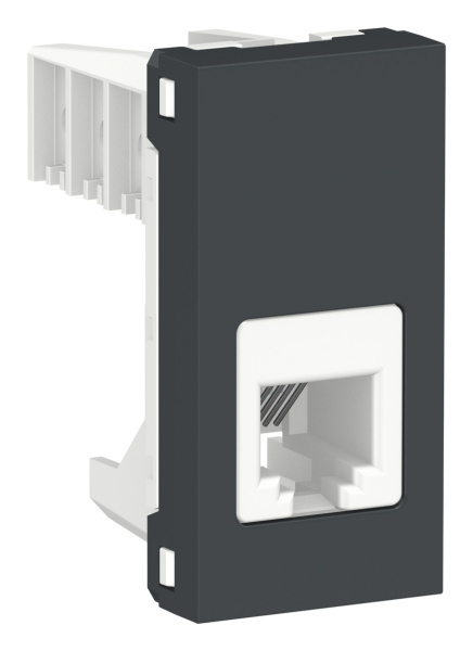 Купить SE Unica Modular Антрацит Розетка телефонная, RJ12, одиночная 1 модуль NU349154