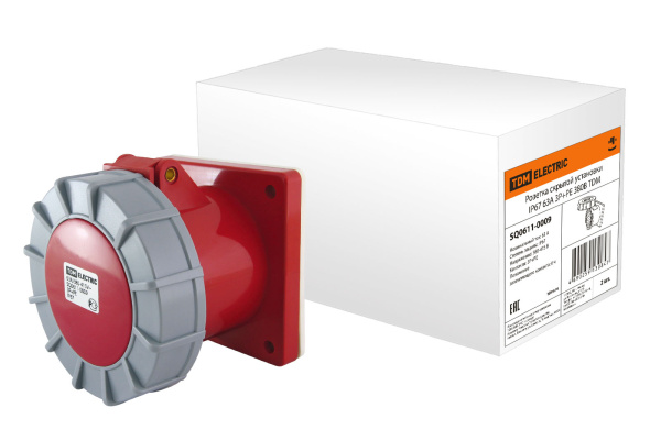 TDM Розетка скрытой установки IP67 63А 3Р+РЕ 380В SQ0611-0009