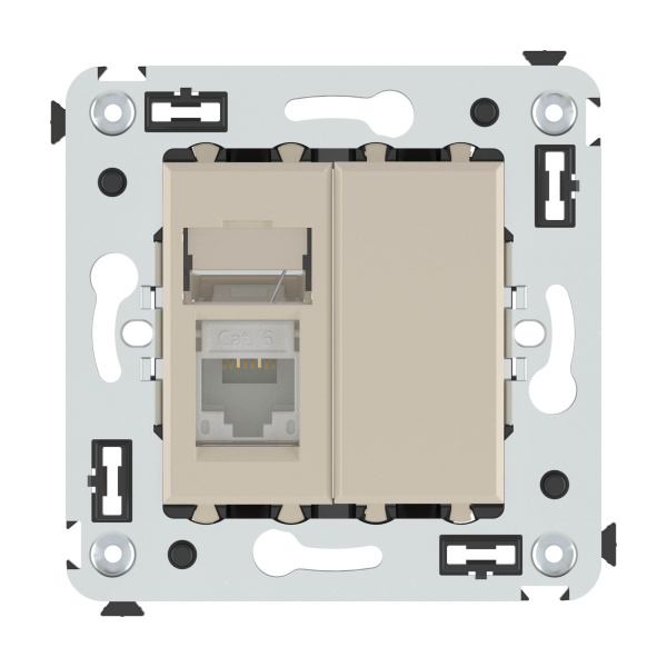 Купить DKC Компьютерная розетка RJ-45 в стену, кат.6 одинарная,"Avanti", "Ванильная дымка"