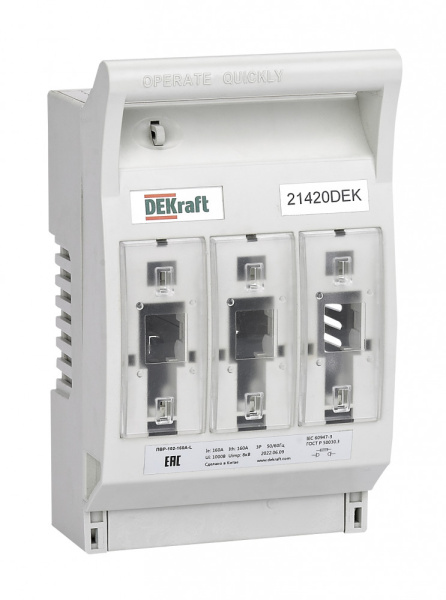Dekraft ПВР горизонтальный 160А 3ф отключение 1НО+1НЗ ПВР-102