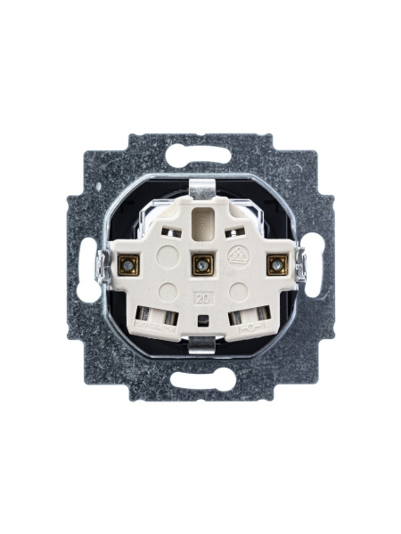 Купить ABB EPJ Levit серебро / дымчатый чёрный Розетка с заземлением со шторками 2CHH203457A6070