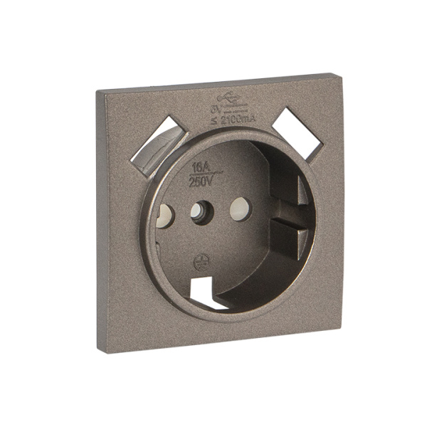 Купить EKF PROxima Валенсия лицевая панель розетки 1-местной с/з 16А графит с защ. штор. с 2 USB 2,1А