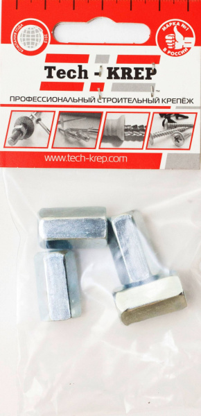 Купить Tech-Krep Гайка DIN6334 соединительная оцинк. М8 (4 шт) - пакет 112283