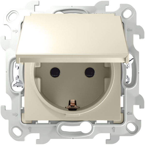 Купить Simon 24 Слоновая кость Розетка 2К+3 IP44 с крышкой и защитными шторками Push&Go 2420448-031