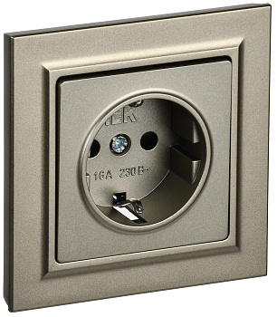 IEK BRITE Шампань Розетка с/з с защ.шторк. 16А в сб. РСР14-1-0-БрШ