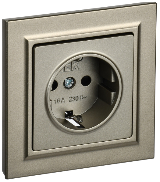 IEK BRITE Шампань Розетка с/з с защ.шторк. 16А в сб. РСР14-1-0-БрШ