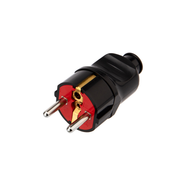 Вилка Евро прямая с з/к 16А усиленная черная Rexant 11-8949