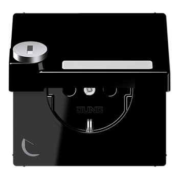 JUNG SCHUKO-розетка с крышкой  и замком, чёрный LS1520NAKLSLSW