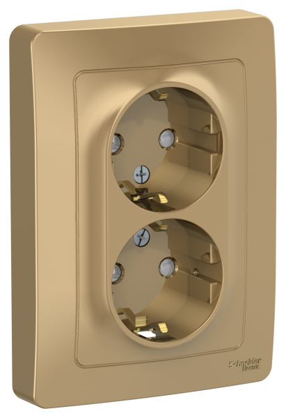 Купить Systeme Electric Blanca внутр Титан Розетка 2-ая с/з со шторками, 16А, 250В