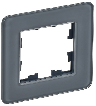 IEK BRITE DECOR Графит матовый стекло скругл.угол  Рамка 1-м РУ-1-2-Бр RE