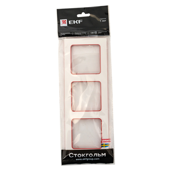 Купить EKF PROxima Стокгольм Белый Линия красная Рамка 3-ая