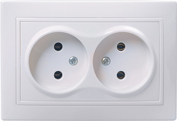 IEK KVARTA РС12-2-КБ Розетка 2местн. без з/к без защ.штор. 10А (белый)
