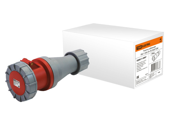 TDM Розетка кабельная IP67 125А 3Р+РЕ 380В SQ0611-0007