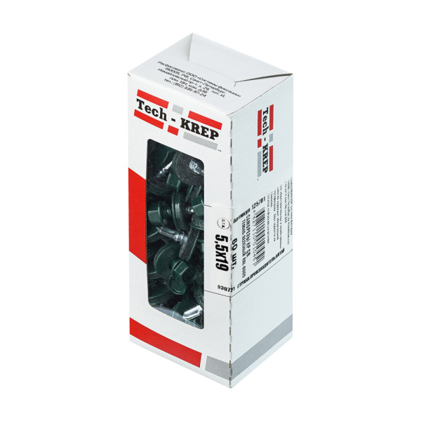 Tech-Krep Саморез КР св. 5,5х19 RAL-6005 (тёмно-зеленый) (60 шт) - коробка с ок 125701