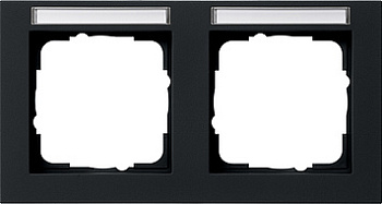 Gira E2 Черный Рамка 2-ая горизонтальная с полем для надписи 109209