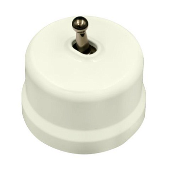 BIRONI Лизетта Пластик Слоновая кость Выключатель 1-кл (тумблерный), ручка Бронза B1-230-211-B