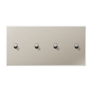 JUNG LS1912 Нержавеющая сталь Центральная плата, 2 поста, для горизонтальной установки, тумблеры 2+2,цилиндр; метал. исполнение ES12-250R1