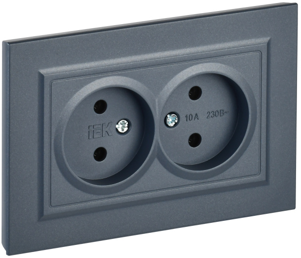 IEK BRITE Маренго Розетка 2-я без з/к/ш 10А в сборе РС12-2-БрМ