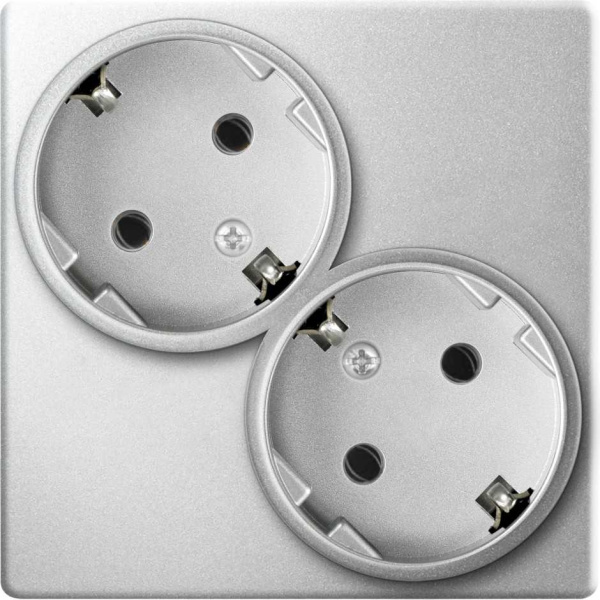 Simon 24 Алюминий Розетка двойная с заземлением Schuko 2х2Р+Е 16A 250В~ 2450459-033