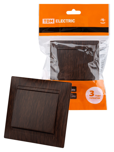 TDM Выключатель 1 кл. 10А венге "Лама" SQ1815-0401