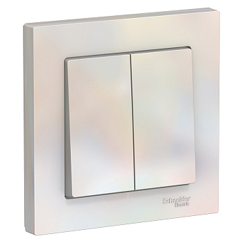 Systeme Electric AtlasDesign Жемчуг Выключатель 2-клавишный сх.5, 10АХ, в сборе