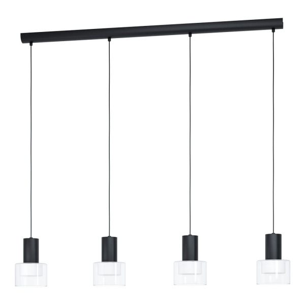 Eglo COPILLOS Подвес светодный димм, 4х5W(GU10), L1190, B140, H1500, 4х400lm, сталь, черный/стекло, пластик, прозрачный, белый 39726