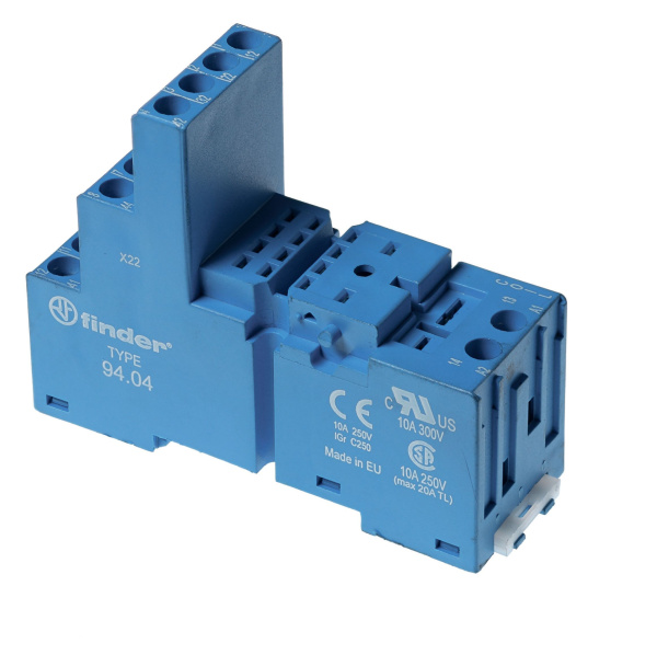 Finder Синий Розетка с винтовыми клеммами (с зажимной клетью) для реле 55.32, таймера 85.02; применяются модули 86.00, 99.02; в комплекте металлическа 9402SMA