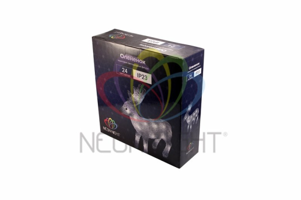 Купить NEON-NIGHT Акриловая светодиодная фигура "Оленёнок" 30х14х35 см, 4,5 В, 3 батарейки AA (не входят в комплект), 40 светодиодов, 513-321