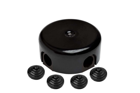 BIRONI ABS-пластик Черный Коробка распределительная BIRONI D110*35мм ( 4 кабельных ввода в комплекте ) B1-522-23-К