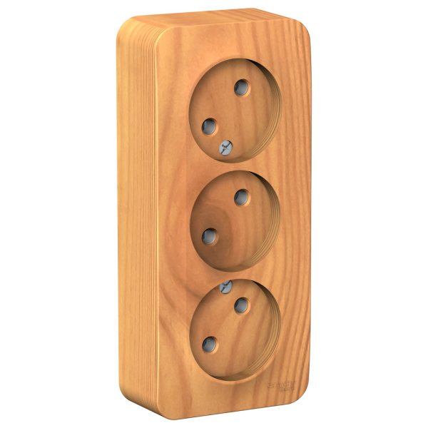 Systeme Electric Blanca наруж Ясень Розетка 3-ая б/з без шторок 16А, 250В, изолир. пластина