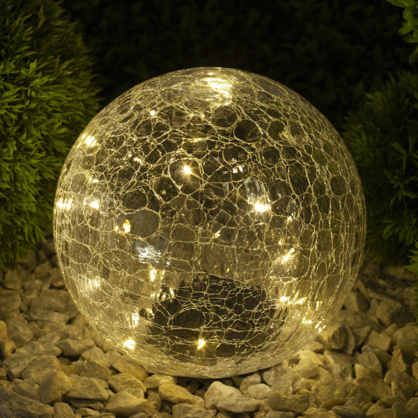 ЭРА ERASF08-25 Садовый светильник Шар на солнечной батарее, 20 LED 20 cм