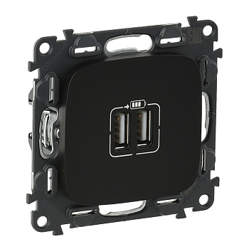 Legrand Valena ALLURE Антрацит Розетка 2-ая USB 240В/5В 1500мА (с лицевой панелью) 754998