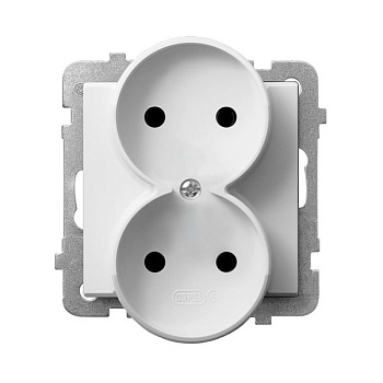 Ospel Sonata Белый Розетка 2-я б/з (для монтажа в многопоставных рамках), без рамки GP-2RR/m/00