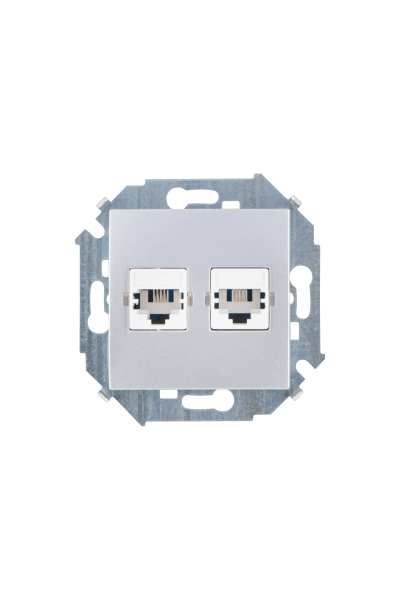 Купить Simon 15 Алюминий Розетка ТЛФ 2-ая RJ11, винт.зажим 1591589-033