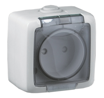 Hegel Альфа IP44 наруж Белая РА16-201 Розетка, брызгозащищенная