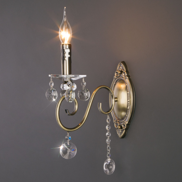 Eurosvet Классическое бра с хрусталем 10104/1 античная бронза/прозрачный хрусталь Strotskis a045536