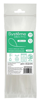Systeme Electric Стяжка кабельная 200х2.5 Белая (100шт)